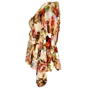 Guess Floral Wrap Blouse L EUC
